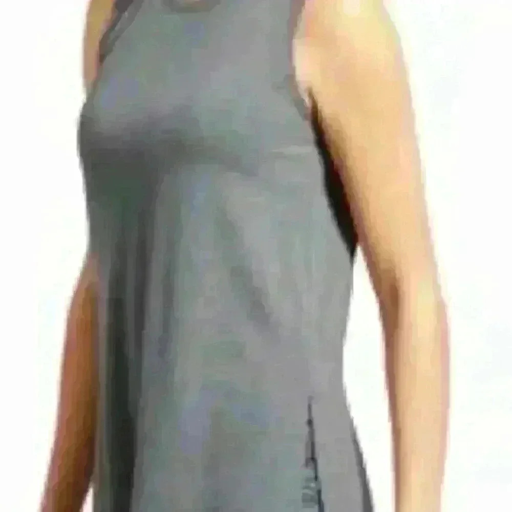 Athleta Essence Tank Top Charcoal Gray Heather Tencel Blend Side Slit‎ Yoga